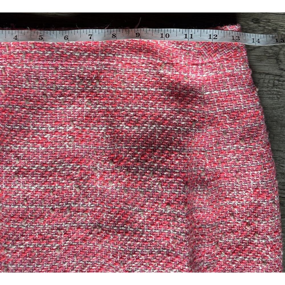 J.Crew Womens Tweed Pencil Skirt Pink Back Zip Frayed Hem Work Casual 2P PETITES - Picture 12 of 15